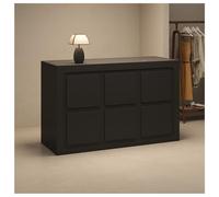 Reception Desk with Keyboard Tray, Lockable Drawer Retail Counter, Stylish Wooden Checkout Table, Front Desk Reception Counter (Black, 60cm/23.6in)
