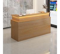 Reception Desk with Lockable Drawer and Cabinet for Lobby and Salon - 110cm Wood Finish