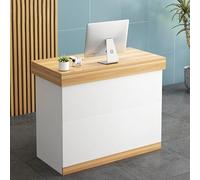 Reception Desk with Lockable Drawer and Open Shelves, Modern Small Counter for Salon Checkout or Office, Brown