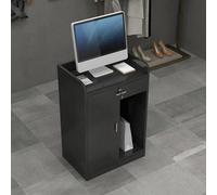 Reception Desk with Lockable Drawer & Cabinet Corner Checkout Table for Retail Stores & Offices Modern Design Durable Functional Workstation