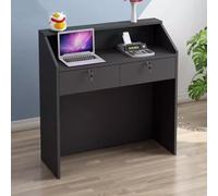 Reception Desk with Lockable Drawer, Checkout Counter, Retail Checkout Counter Table, Multi-functional Cash Register, For Beauty Salons, Convenience Stores, Clothing Stores