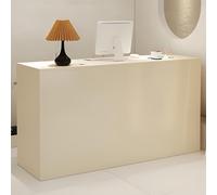 Reception Desk with Lockable Drawer - Cream White Front Counter for Salon Beauty Supermarket & Retail Checkout (80cm/31.4in) - Stylish Reception Furniture