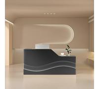 Reception Desk with Lockable Drawer, Keyboard Tray & LED Light - Modern Front Counter Table for Office Lobby & Beauty Salon - Stylish & Functional Workstation