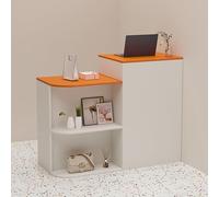 Reception Desk with Lockable Drawer Modern Lobby Checkout Counter Table White & Orange Office Reception Table (100x45x95cm) - Stylish Retail Furniture for Businesses