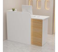 Reception Desk with Lockable Drawer - Modern Retail Checkout Counter & Negotiation Table Computer Furniture for Office & Beauty Salon Elegant White Wood Finish
