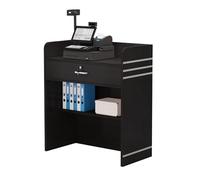 Reception Desk with Lockable Drawer Stylish Hair Salon Table & Home Office Cash Counter Cable Management Black Walnut Finish - Perfect for Professionals