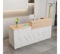 Reception Desk with Lockable Drawers & Open Shelves 63" Peach Wood Office Furniture with Keyboard Tray & Cable Management for Business Clinic Hotel - Easy Assembly