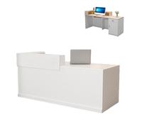 Reception Desk with Lockable Drawers & Storage Ideal for Office Reception Areas Training Institutions Modern Design (C Left 160x60x100cm)