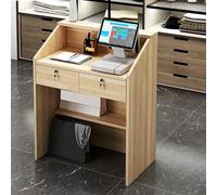 Reception Desk with Open Shelf & Lockable Drawer for Cash Register Commercial Use in Home Office - Modern Workspace Furniture for Business & Home