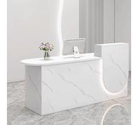 Reception Desk with Soft Lighting 1.1m White Texture Modern Counter for Salon Office Clinic Stylish Reception Counter for Small Spaces