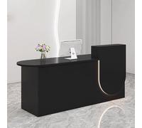 Reception Desk with Soft Lighting 1.4m Reception Counter for Salon Office Practice Modern Black Reception Table Stylish Front Desk for Small Spaces