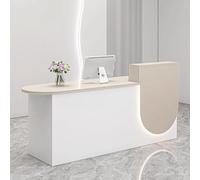 Reception Desk with Soft Lighting 1.4m White Reception Counter for Salon Office & Practice Elegant Reception Table for Small Spaces Modern Design