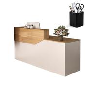 Reception Desk with Storage Cabinets Lockable Drawer Cable Management Hole Wide Workspace Ideal for Office Reception Cashier Hotel (A Right 140x50x100CM)