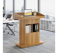 Reception Desk with Storage Wood Podium with Drawer & Cabinet Floor Standing Pulpit for Office School Wedding EventsDurable & Sturdy Design