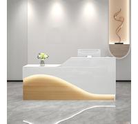 Reception Desk withLight Strips Cable Management Lockable Drawers Office Fur for Training Institutions Modern Design (A Left 150x60x100cm)