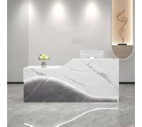 Reception Desk withLight Strips Cable Management Lockable Drawers Office Fur for Training Institutions Dimensions 160x60x100cm Modern Design