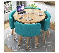 Reception Negotiation Table Set - Stylish Wood Grain Dining Table with 4 Purple Upholstered Chairs for Cafe Office Salon & Living Room - Removable Design & Modern Comfort