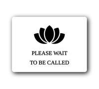 Reception or waiting area sign indicating to wait until called. Sign - 19.4x14.3cm Brushed Aluminium