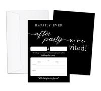 Reception Party Invitations, Black Minimalist Reception Invite Cards, Happily Ever After Party Invite For Wedding Shower, 25 Double-Sided Fill in Invitation With Envelopes Celebration Party Supplies