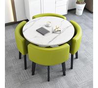 Reception Room Table and Chair Set, Round Dining Table with 4 PU Leather Chairs, Small Coffee Table for Kitchen & Office, Negotiation & Conference Furniture Combo