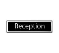Reception Sign - Self-Adhesive PVC - Black and Chrome Effect - 200mm x 50mm