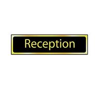 Reception Sign - Self-Adhesive PVC - Black and Polished Gold Effect - 200mm x 50mm