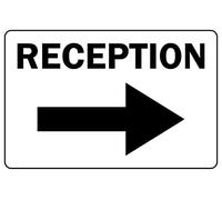 Reception this way right directional arrow Sign - 1mm Plastic sign (300mm x 200mm)