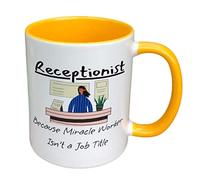 Receptionist Miracle Worker Career Mug - Receptionist Mug - Front Desk Career Mug - Receptionist Co-Worker Cup - Receptionist Job Mug - Receptionist Graduate Mug (Yellow)