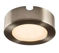 Recess or Surface Under Cabinet LED Light -Brushed Chrome- Colour Changing Warm or Cool White - Kitchen Worktop Downlight - Mains Powered | No Driver Needed - Round Diffused Flush Mount