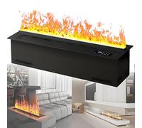 Recessed 3D Electric Fireplace with Remote Control & Timer Realistic Atomized Flame Effect Adjustable Colors & Flame Height 120cm Modern Home Decor
