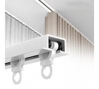 Recessed Ceiling Curtain Track System - 180cm Silent Aluminium Glider Rail for Living Room & Bedroom Hidden Drape Solution White Finish - Easy Installation Smooth Operation