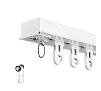 Recessed Ceiling Mount Curtain Track Set, Ultra-Thin Pre-Built Mount Room Divider Curtains Rail, Cuttable Metal Single Sliding Curtain Tracks System(White,5.2m(17.1ft))