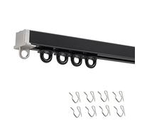 Recessed Ceiling Track System with Hook & Screw Fittings Hidden Room Divider Curtain Rod for Living Room Bedroom Shower & ClosetBlack 14m/46ft Long