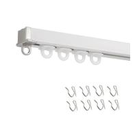 Recessed Ceiling Track System with Hooks & Screws Hidden Room Divider Rod for Living Room Bedroom Shower ClosetWhite 6m/19.6ft Len