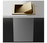 Recessed Countertop Trash Can - Stainless Steel Built-In Swing Flip Garbage Bin for Kitchen Office and Bedroom - Hidden Wastebasket with Black Lid - Space-Saving