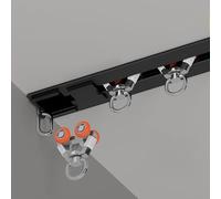 Recessed Curtain Track System with 4 Wheel Rollers 1M Adjustable Ceiling Rail for Living Room Bedroom Shower Study Privacy Divider Sl lack Design