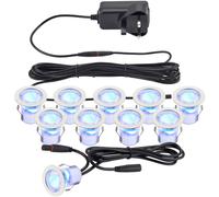 Recessed Decking Guide Light Kit - 10 x Blue Light LED - Stainless Steel