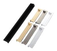 Recessed Door Handles 5pcs Embedded Hidden Concealed Cabinet Door Handle, Zinc Alloy, Invisible Cabinet Handle, Furniture Hardware for Closet Door and Large Drawer(Silver 300 mm)