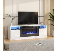 Recessed Electric Fireplace TV Stand with Closed Storage