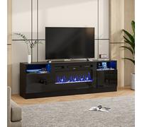 Recessed Electric Fireplace TV Stand with Closed Storage