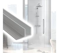 Recessed F-Type Shower Glass Channel, Door Separator Bottom Guide/Invisible Fixed Channel for Frameless Water Ripple Partition Panel, Enclosure Framing Track(for 12mm Glass,L 220cm/86.6in)