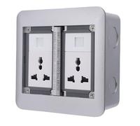 Recessed Flat Hidden Socket, 4000W 16A Floor Electrical Outlet Covcer Box with 2 3 Prong Outlets and 2 RJ45 Datacom Receptacle Double Door Receptacle Outlet for Desktop