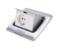 Recessed Floor Electrical Outlet Kit Safe Practical Outlet Covcer Box Half Arc Bounce Floor Socket Good Sealing with Quick Pop Up Waterproofing Seal for Office Home Silver 16A