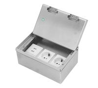 Recessed Floor Outlet, 4KW Embedded Power Socket Box with 2 EU Standard & 2 USB Port, Waterproof Floor Electrical Outlet Stainless Steel Box, Waterproof Recessed Receptacle Outlet