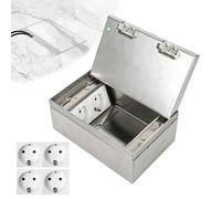 Recessed Floor Socket 4000 W/16 A Made of Stainless Steel, Hidden Floor Socket with Slanted or Flat Interior Construction, 4 AC, Waterproof for Household and Office (Silver Inner Bevel)