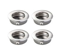 Recessed Flush Pull Handle Stainless Steel MM 4pcs for Cabinet Doors | Brushed Silver Finish, Circular Inset Fixing, Easy Finger Pull Access for Wardrobes, Rv Cabinetry