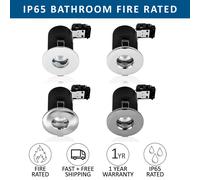 MiniSun | Fire Rated Black Chrome Domed Ceiling Downlights | Recessed Lighting, Home Décor & Improvement Essential | Pack of 4 | Includes Bulb [3000K Warm White] | Mains Wired