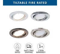 ValueLights Brushed Chrome Tiltable Warm White LED Ceiling Downlight 6 Pack - Silver - Wilko