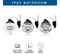 MiniSun | Shower/Soffit Brushed Chrome Recessed Ceiling Downlights | LED Bulbs, Home Décor & Improvement Essential | Pack of 6 | Includes Bulb [6500K Cool White] | Mains Wired