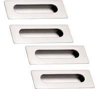 Recessed Handle,Embedded Handle,Hidden Door Handles,Recessed Furniture Handle Concealed Embedded Flush Sliding Door Pull Handles Hidden Pull Handle Silver 4 Pcs (Hole Distance 64mm) ( Color : Onecolor
